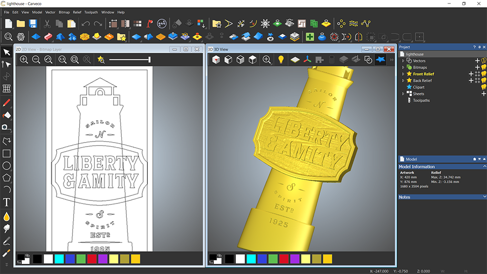 Amity & liberty 2D and 3D design views